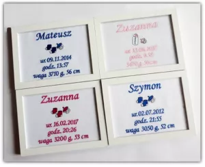 Metryczki dla dzieci w ramce