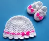 Komplet szydełkowy 2-cz. czapeczka+buciki, KOLEKCJA KOKARDKI - 3
