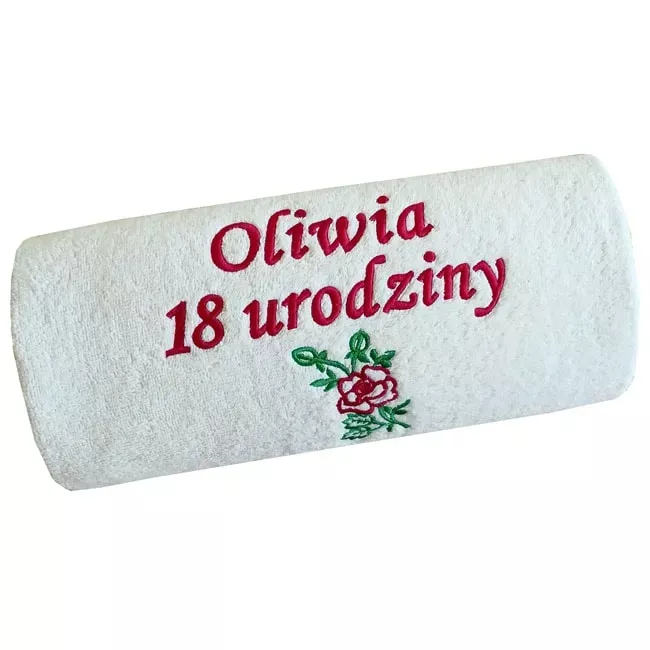 Prezent na 18 urodziny - ręcznik z haftem personalizowany