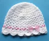 Czapeczki szydełkowe - KOLEKCJA KOKARDKI  czapeczka szydełkowa czapka niemowlęca na chrzest do chrztu narodziny roczek baby shower prezent pępkowe - 7