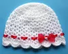Czapeczki szydełkowe - KOLEKCJA KOKARDKI  czapeczka szydełkowa czapka niemowlęca na chrzest do chrztu narodziny roczek baby shower prezent pępkowe - 4