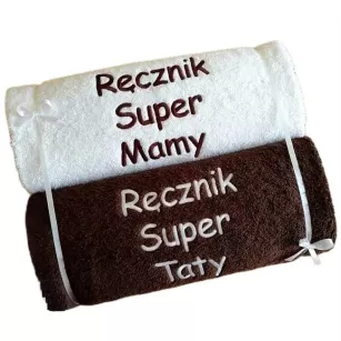 Prezent na Święta dla Mamy, Taty, Rodziców - ręcznik z napisem i grafiką