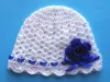 Czapeczki szydełkowe - KOLEKCJA KWIATY czapeczka szydełkowa czapka niemowlęca na chrzest do chrztu narodziny roczek - 5