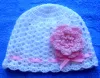 Czapeczki szydełkowe - KOLEKCJA KWIATY czapeczka szydełkowa czapka niemowlęca na chrzest do chrztu narodziny roczek - 4