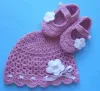 Komplet szydełkowy 2-cz. czapeczka+buciki, KOLEKCJA KWIATY - 3