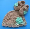 Komplet szydełkowy 2-cz. czapeczka+buciki, KOLEKCJA KWIATY - 7