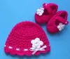 Komplet szydełkowy 2-cz. czapeczka+buciki, KOLEKCJA KWIATY - 2