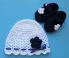 Komplet szydełkowy 2-cz. czapeczka+buciki, KOLEKCJA KWIATY - 4