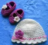 Komplet szydełkowy 2-cz. czapeczka+buciki, KOLEKCJA KWIATY - 8