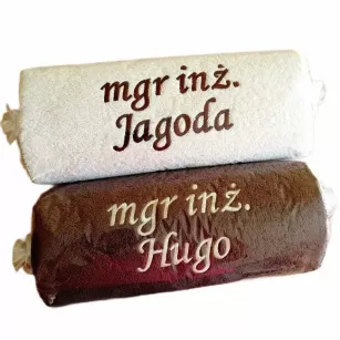 Prezent GRATULACJE, OBRONA PRACY dla magistra inżyniera - ręcznik z napisem