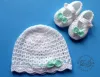 Komplet szydełkowy 2-cz. czapeczka+buciki, KOLEKCJA KOKARDKI HANDMADE - 9
