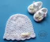 Komplet szydełkowy 2-cz. czapeczka+buciki, KOLEKCJA KOKARDKI HANDMADE - 6