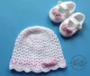 Komplet szydełkowy 2-cz. czapeczka+buciki, KOLEKCJA KOKARDKI HANDMADE - 7