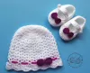Komplet szydełkowy 2-cz. czapeczka+buciki, KOLEKCJA KOKARDKI HANDMADE - 8
