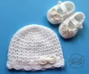 Komplet szydełkowy 2-cz. czapeczka+buciki, KOLEKCJA KOKARDKI HANDMADE - 3