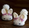 Buciki szydełkowe ZAJĄCZKI butki niemowlęce na narodziny sesja foto noworodek prezent niemowlę baby shower pępkowe - 3