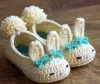 Buciki szydełkowe ZAJĄCZKI butki niemowlęce na narodziny sesja foto noworodek prezent niemowlę baby shower pępkowe - 5