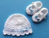 Komplet szydełkowy 2-cz. czapeczka+buciki, KOLEKCJA KOKARDKI - 4