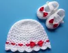 Komplet szydełkowy 2-cz. czapeczka+buciki, KOLEKCJA KOKARDKI - 3