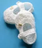 Buciki szydełkowe białe niemowlęce Kwiaty chrzest rękodzieło - 4