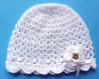 Czapeczki szydełkowe - KOLEKCJA KWIATY czapeczka szydełkowa czapka niemowlęca na chrzest do chrztu narodziny roczek - 17