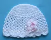 Czapeczki szydełkowe - KOLEKCJA KWIATY czapeczka szydełkowa czapka niemowlęca na chrzest do chrztu narodziny roczek - 15