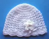 Czapeczki szydełkowe - KOLEKCJA KWIATY czapeczka szydełkowa czapka niemowlęca na chrzest do chrztu narodziny roczek - 21