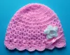 Czapeczki szydełkowe - KOLEKCJA KWIATY czapeczka szydełkowa czapka niemowlęca na chrzest do chrztu narodziny roczek - 5