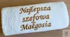 Prezent dla Szefowej na urodziny, imieniny, święta - ręcznik z napisem