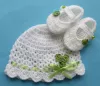 Komplet szydełkowy 2-cz. czapeczka+buciki, KOLEKCJA KWIATY Z LISTKAMI - 3