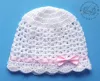 Czapeczki szydełkowe - KOLEKCJA GROSZKI czapeczka szydełkowa czapka niemowlęca na chrzest do chrztu narodziny roczek - 15