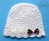 Czapeczki szydełkowe - KOLEKCJA GROSZKI czapeczka szydełkowa czapka niemowlęca na chrzest do chrztu narodziny roczek - 17