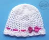 Czapeczki szydełkowe - KOLEKCJA GROSZKI czapeczka szydełkowa czapka niemowlęca na chrzest do chrztu narodziny roczek - 4