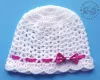 Czapeczki szydełkowe - KOLEKCJA GROSZKI czapeczka szydełkowa czapka niemowlęca na chrzest do chrztu narodziny roczek - 6