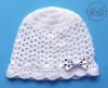 Czapeczki szydełkowe - KOLEKCJA GROSZKI czapeczka szydełkowa czapka niemowlęca na chrzest do chrztu narodziny roczek - 5