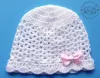 Czapeczki szydełkowe - KOLEKCJA GROSZKI czapeczka szydełkowa czapka niemowlęca na chrzest do chrztu narodziny roczek - 10