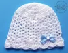 Czapeczki szydełkowe - KOLEKCJA GROSZKI czapeczka szydełkowa czapka niemowlęca na chrzest do chrztu narodziny roczek - 11