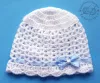 Czapeczki szydełkowe - KOLEKCJA GROSZKI czapeczka szydełkowa czapka niemowlęca na chrzest do chrztu narodziny roczek - 13