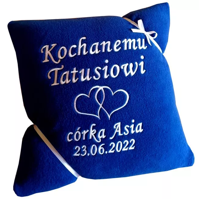 Prezent na Dzień Ojca - poduszka z dedykacją, haftem