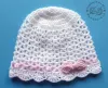 Czapeczki szydełkowe - KOLEKCJA KOKARDKI HANDMADE czapeczka szydełkowa czapka niemowlęca na chrzest do chrztu narodziny roczek - 6