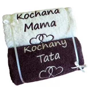 Prezent na Podziękowanie dla Rodziców - ręczniki z haftem