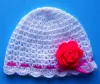 Czapeczki szydełkowe - KOLEKCJA KWIATY czapeczka szydełkowa czapka niemowlęca na chrzest do chrztu narodziny roczek - 3