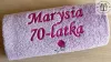 Prezent na 70 urodziny - ręcznik z napisem, haftem