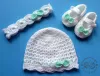 Komplet szydełkowy 3-cz. czapeczka+opaska+buciki, KOLEKCJA KOKARDKI HANDMADE - 6
