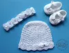 Komplet szydełkowy 3-cz. czapeczka+opaska+buciki, KOLEKCJA KOKARDKI HANDMADE - 2