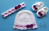 Komplet szydełkowy 3-cz. czapeczka+opaska+buciki, KOLEKCJA KOKARDKI HANDMADE - 8