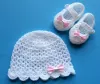 Komplet szydełkowy 2-cz. czapeczka+buciki, KOLEKCJA KOKARDKI - 2