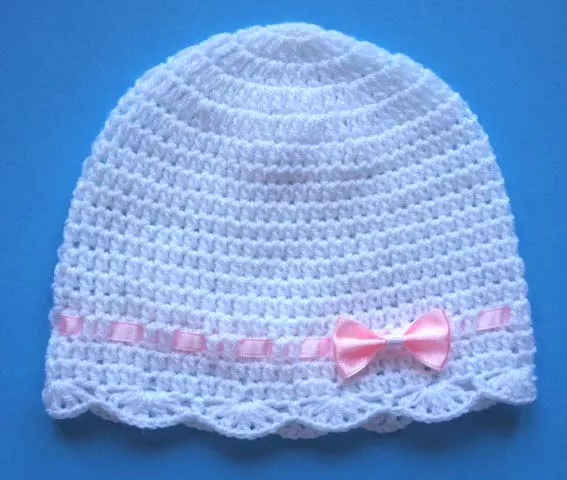 Czapeczki szydełkowe - KOLEKCJA KOKARDKI  czapeczka szydełkowa czapka niemowlęca na chrzest do chrztu narodziny roczek baby shower prezent pępkowe