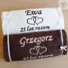 Prezent na 25 Rocznicę Ślubu - Srebrne Gody - ręczniki personalizowane z haftem