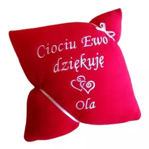 Prezent dla Pani z przedszkola, żłobka, przedszkolanki - poduszka z napisem, haftem